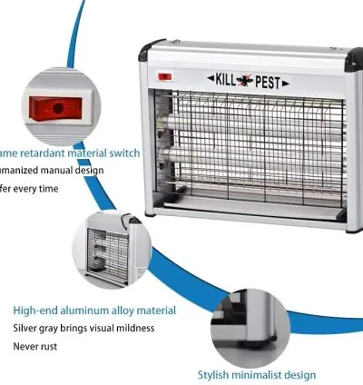 Electric Lamp Insect Killer & Bug Fly Zapper with UV-A Double Tube & Chain for Hanging 40W (65 x 31 x 9 cm)