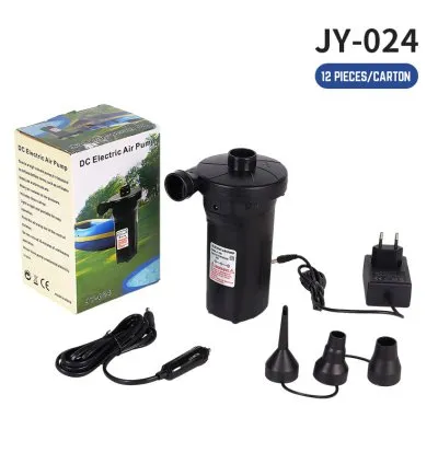 Powerful Portable Rechargeable Air Pump with 12V Car Charger & 3 Nozzles 50W - Black