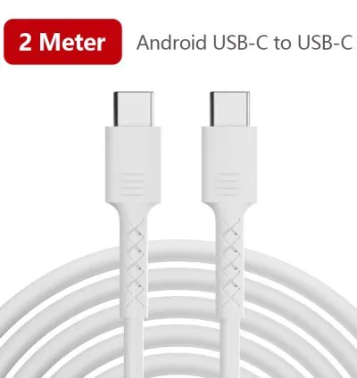 Twister Silicone Charging & Data Cable Type-C to Type-C 60W & 2M - White