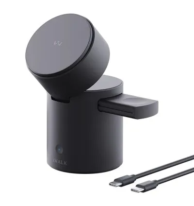 iWALK StandMe Auto Wireless 3 x 1 with Auto Rotation Charging Station 15W - Black
