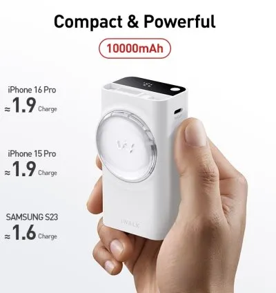 IWalk LinkPod Reel 10000 | 10000mAh PD 30W Fast Charging Retractable Cable & Built-in-USB C Cable