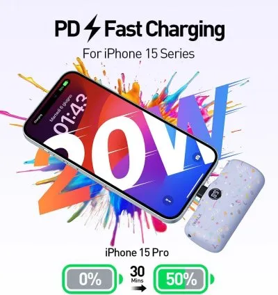 iWalk Link Me Pro Fast Charge 4800 mAh Pocket Battery with Display & USB C Plug