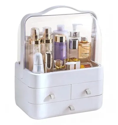 Skincare Organiser Beauty Caddy Storage Box For Dresser & Bathroom – White
