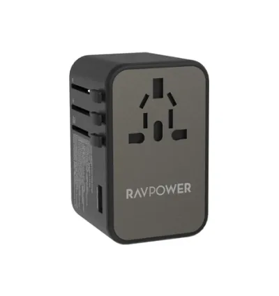 RAVPower GaN 75W Travel Universal Power Adapter (Charger) - Black
