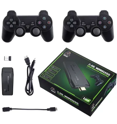 4K Classic Game Stick Console with Dual 2.4G Wireless Controllers