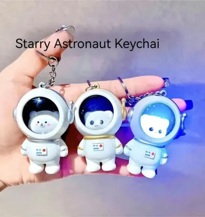Glowing Astronaut Bear Keychain With Cute Design Perfect for Bags & Keys