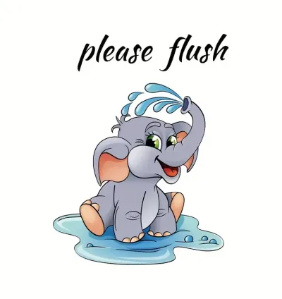 Cartoon Elephant Toilet Lid Sticker – A Fun Touch & Gentle Reminder for the Family