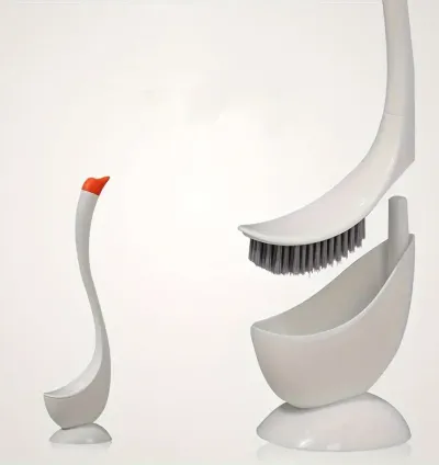 Elegant Swan-Shaped Toilet Brush with Holder Reusable for Powerful & Efficient Cleaning