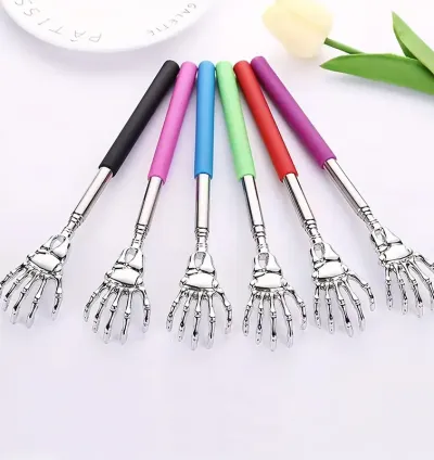Extendable Claw Back Scratcher & Massager with Unique Stainless Steel Design – Adjustable Length from 7.5" to 27.5" - Assorted Colors