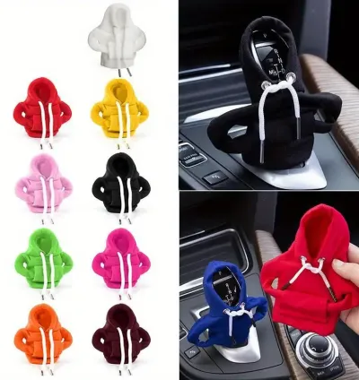 Hoodie-Style Fabric Gear Shift Knob Cover – Decorative Car Accessory