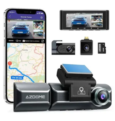 AZDome M550 Pro 3CH 4K Wifi GPS 64GB Dashcam - Black