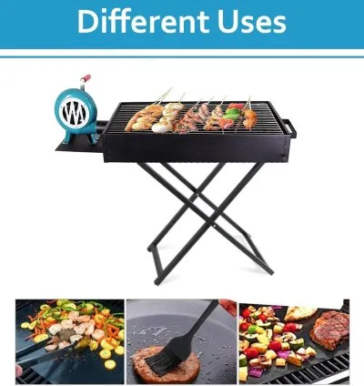 Large Portable & Foldable Barbecue Grill with Manual Blower - 90 x 30 cm