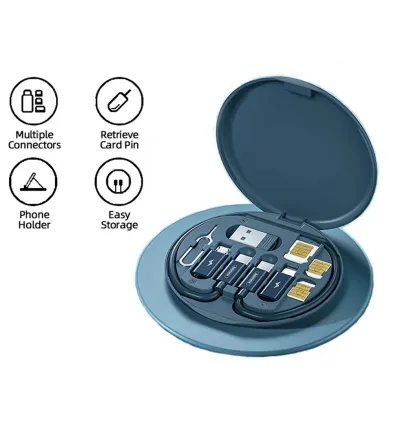 Fast Charging Cable Set Type C USB Micro Lightning Connectors Multiple Data Cable Storage Box 60W