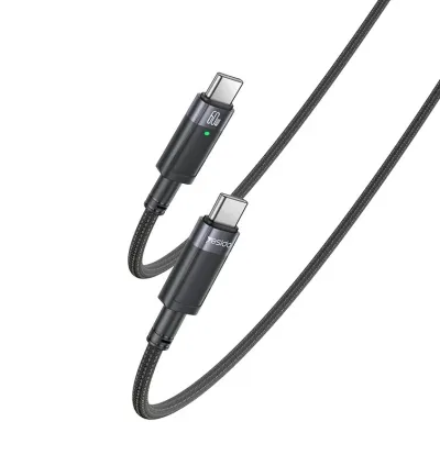 Yesido CA160 Type-C to Type-C Auto Power-off Charging Cable 60W & 1.2m - Black