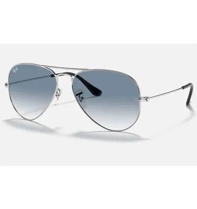 Ray-Ban 3025 Aviator Gradient Sunglasses Light Blue & Silver Frame 58mm