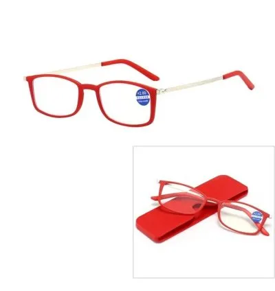 Mobile Phone Red Reading Glasses with Case up to +3 - Red