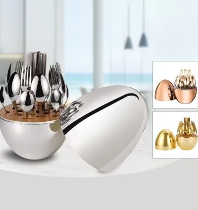 Luxury Cutlery Set with Egg Shaped Design 24Pcs