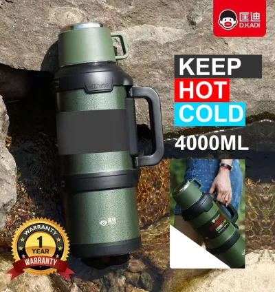 Dkadi Stainless Steel 304 Vacumm Bottle 4000ML- Silver