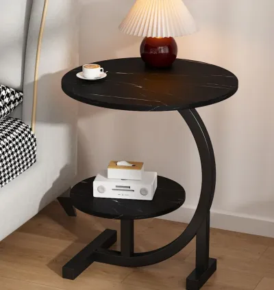 Modern Double Layer Home Side Table - Black - Complement your home decor
