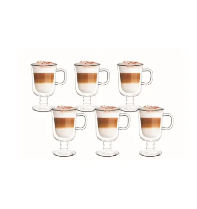 Aramoro 6 Pcs Set 260ml Borosilicate Double Wall Glass Tumbler