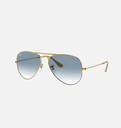 Ray-Ban 3025 Aviator Gradient Sunglasses Light Blue &Gold Frame 62mm