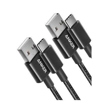 Anker USB-A to USB-C Baraided Cable 1m & 2 Pack - Black