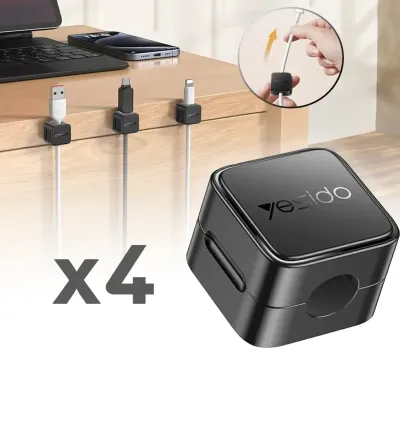 Yesido Magnetic Cable Organizer 4 Pieces - Black