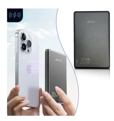Aspor A381 Magnetic 5000mah Wireless Power Bank - Black
