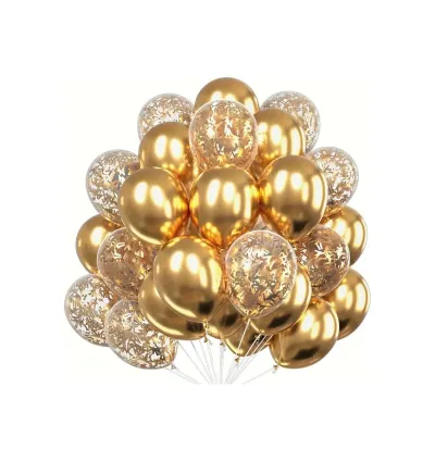 31-Pcs Luxurious Metallic Gold Latex Balloon Set for Weddings & Birthdays & Celebrations - Golden