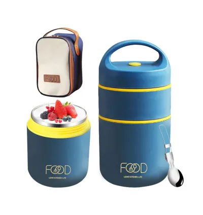 Insulated Stainless Steel Soup Container with Handle – Leakproof & Suitable for Daily Use - Deep Blue