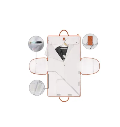 Stylish 2 In1 Leather Travel Duffel Bag & Garment Hanger with Shoe Compartment