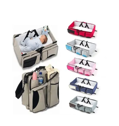 Portable 3 In1 Baby Essentials Bag With Travel Bed & Changing Station