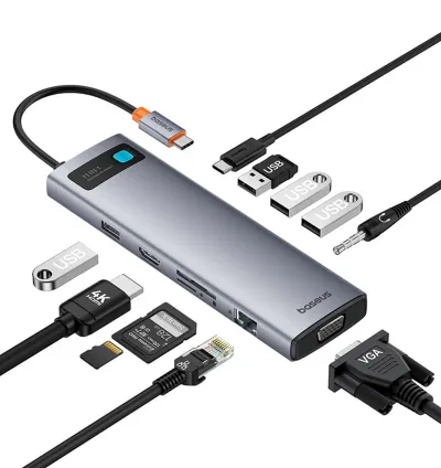 Baseus Hub 11 x 1 StarJoy Metal Glam Series USB-C to USB-C - Gray