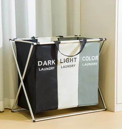 3 Bag Laundry Sorter Folding Basket