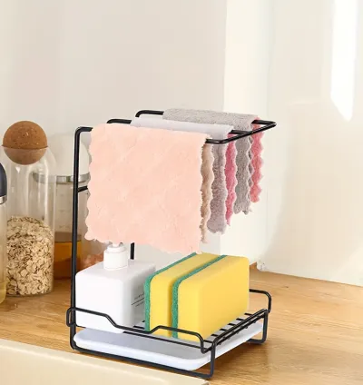 Kitchen Sink Organizer Rack for Towels, Sponges & Dishes