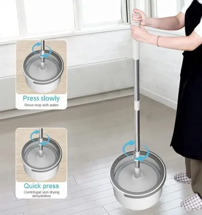 Microfiber Spinning Mop and Bucket Mop Hands-Free Floor Cleaning Mat