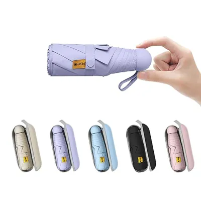 Travel Compact Folding Umbrella – Lightweight, Portable, Rain & UV Sun Protection (Assorted Color)