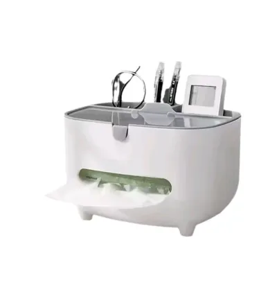 Tissue Box with Multi-Functional Organizer Perfect for Living Room & Office Décor