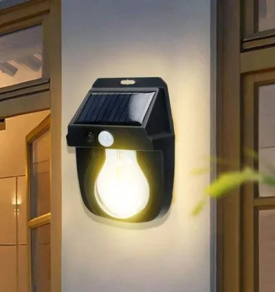 Vintage Solar Outdoor Wall Mounted Bulb Lamp with Motion Sensor