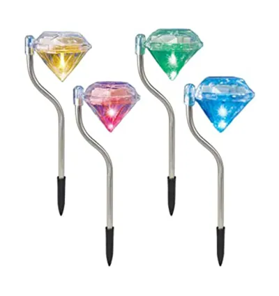 Pack of 4 LED Color Changing Solar Power Diamond Shaped Garden light