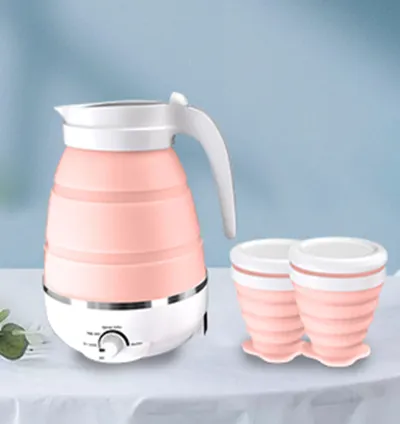 Portable Electric Travel Kettle 600ml Collapsible Silicone for Camping, Hotels & Travel