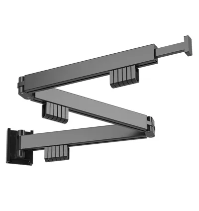 حامل تجفيف ملابس معدني جداري ثلاثي قابل للطي مع قضيب تمديد ودوران 180 درجـة