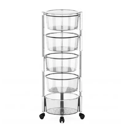 Transparent Multi Layer Rotating Storage Basket Rack with Removable Baskets