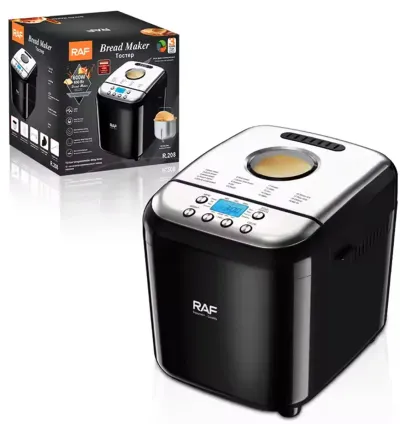 RAF Smart Bread Maker with LCD Display & Multi Capacity Baking, Non-Stick Pan & Timer Function 600W