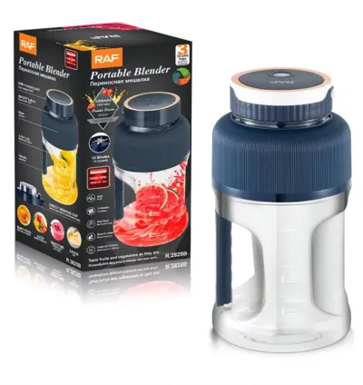 RAF 2 x 1 Portable Blender & Citrus Fruit Juicer Cup with Stainless Steel Blades 1000 ML